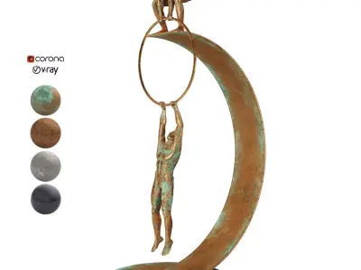 Decorative Sculpture with 4 PBR metal materials 3D model