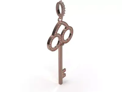 Jeweled Heart Key stl 3d jewelry Pendant model jp0140 3D print model