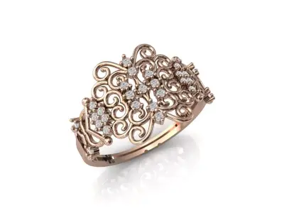 Women Ring Diamond Stone STL 3DM Lightweight Printable 3D print model 14