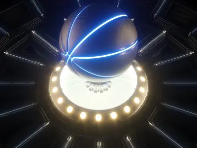 Futuristic Basketball Ball and Stage 3D model