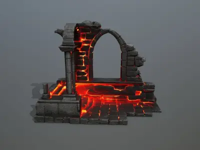 Ruin Stairs Low-poly 3D model