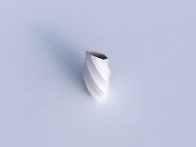 Vase twisted bent hexagon with bands uniform vertical 3D print model