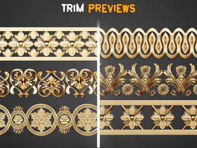 50 Ornamental Trim Brushes    Vol 43 Low-poly 3D model