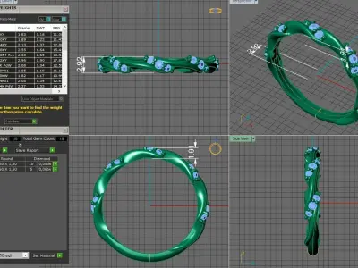 gold ring with diamonds 3D print model buy