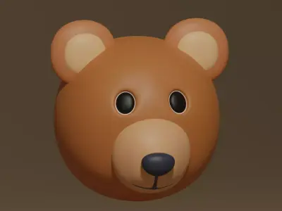 Cartoon Cute Bear Head 3D model purchase