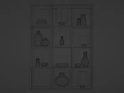Modern Grid Shelving Low-poly 3D model