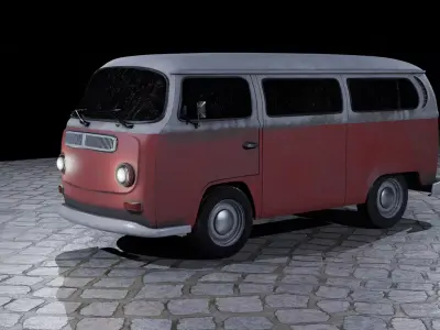 volkswagen van Low-poly 3D model