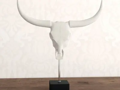 White-Black Buffalo Skull Penncross Bust 3D model