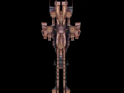 Extra large fortress type - big spaceship 01 3D model