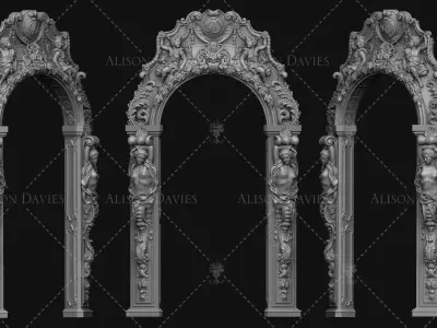 Ornate elaborate door arch fits my Folly 3D print model 3D print model