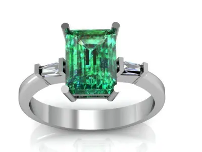 Emerald ring 3D print model buy