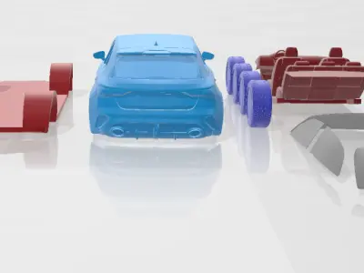 Audi RS3 Sportback 2025 - Separate Parts STL Model 3D print model