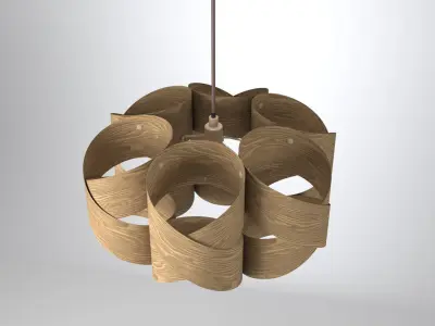 Wood Pendant Light 3D model