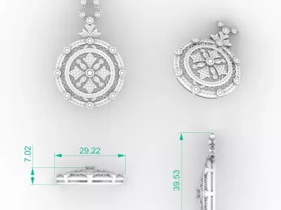 Luxury Round Diamond Statement Pendant 3D print model