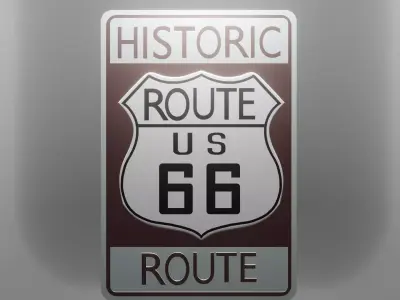 Route 66 Road Sign Low-poly 3D model