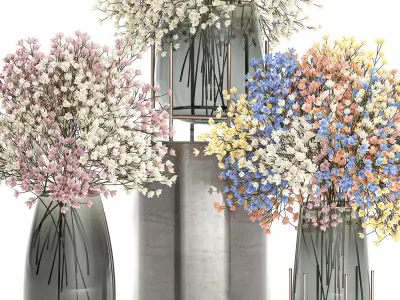 Bouquet of flowers in a vase for decoration 105 3D model