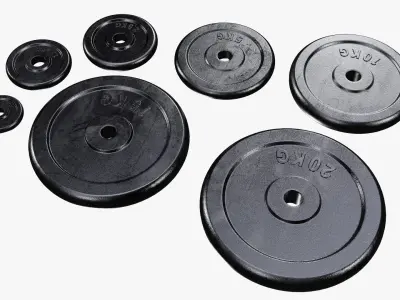 Set of barbell weight plates  3D model