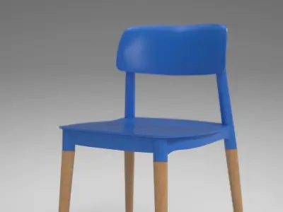 Iris Cafe Chair blue Low-poly 3D model