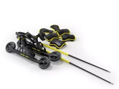 Skate Set of skis and poles 3D model