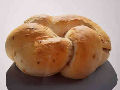 Bread with onions 5K triangles 4K PBR textures Low-poly 3D model