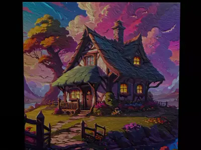 Fantasy House Painting One Low-poly 3D model