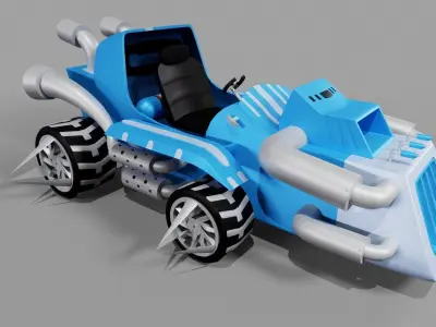 Blue Kart Low-poly 3D model