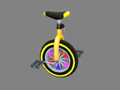 Cartoon unicycle Low-poly 3D model
