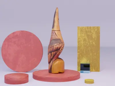 Parrot Toucan statuette Low-poly 3D model