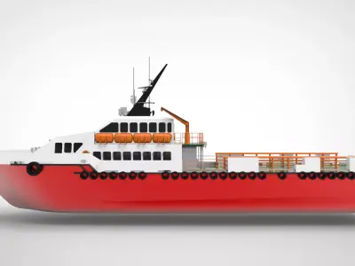 OFFSHORE CREW BOAT Low-poly 3D model