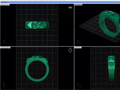 Luxury Chain Ring with Pyramid Stud  3D print model