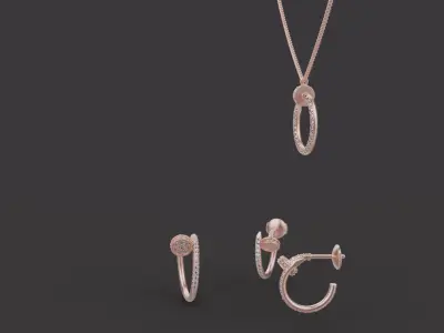 Nail Ring Bracelet and Earrings set 52086 3D print model