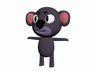 Cartoon Koala Character Low-poly 3D model