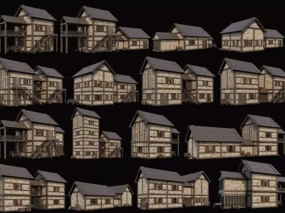 Medieval Village Pack  - 10 Assets - 4K Textures Game Ready Low-poly 3D model