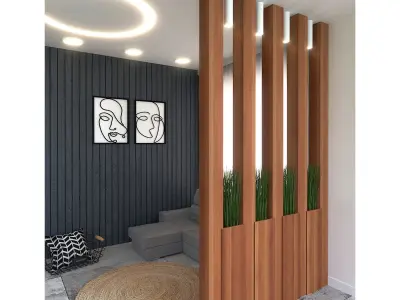 Room Divider with Potted Plants 3D model