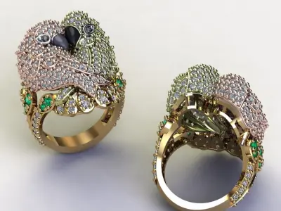 parrot couple Ring 3D print model