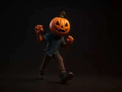 Halloween Pumpkin Head Figurine Spooky Decoration  3D print model