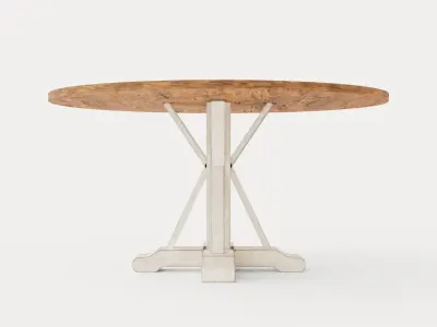 Lyon Dining Table 150 Cm Around Vintage Nature White Low-poly 3D model