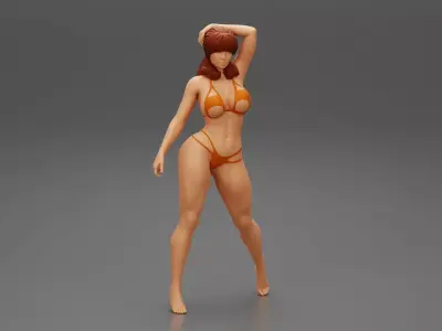 Beautiful sexy Woman In Summer Fashion Bikini posing 3D print model
