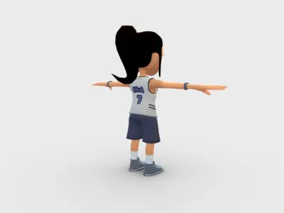 Sports Basket ball Player Girl Low-poly 3D model