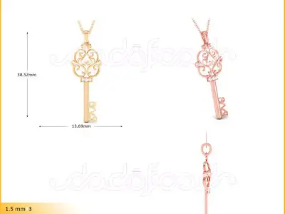 light weight yellow gold  diamond pendent -DOC-P8191 3D print model