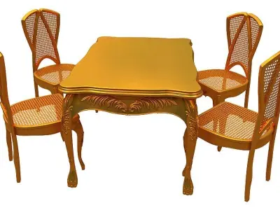 classical Dining set Low-poly 3D model