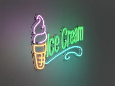 Ice Cream 5 - Neon Sign 3D model
