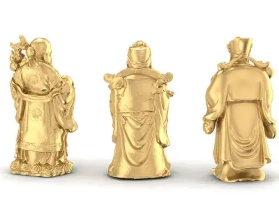 3D Model Feng Shui Fu Lu Shou God Statues 1103 3D print model