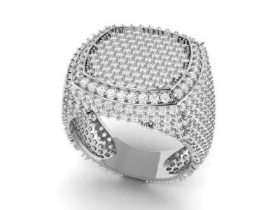 Cushion Shape Champions Diamond Ring  3D print model