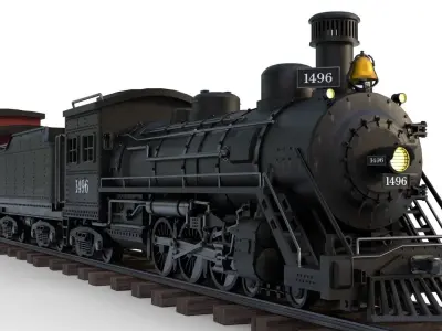 Steam Train - Rigged Low-poly 3D model