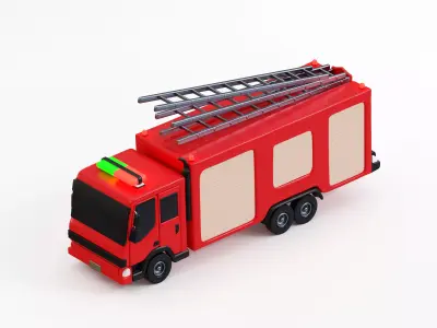 Firetruck Low-poly 3D model