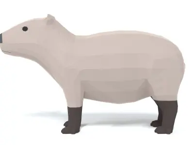 Low Poly Cartoon Capybara Low-poly 3D model