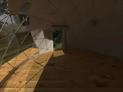 tent PBR dome in middle of wooded area 3D model