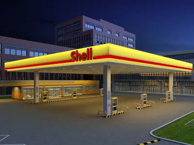 shell gas station 3D model