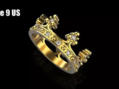 Crown ring size 9 US model 377 3D print model